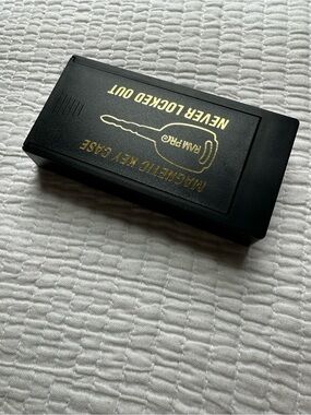 Magnetic Key Case - Black with Gold Print
